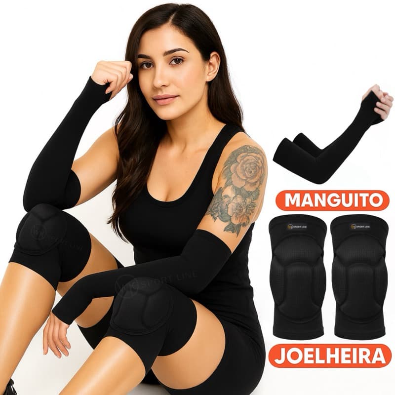 manguito longo + joelheira acolchoada kit vôlei profissional