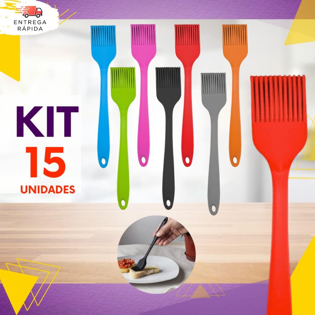 Kit 15 ou 10 un - Pincel De Silicone Grande Uso Culinário E Churrasco Premium