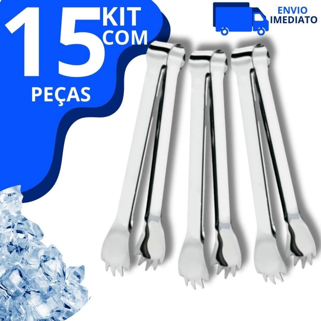 Kit 15 Pegador de Gelo em Aço Inox Multiuso para Bar, Drinks, Cozinha, Frutas, Frios e Carne