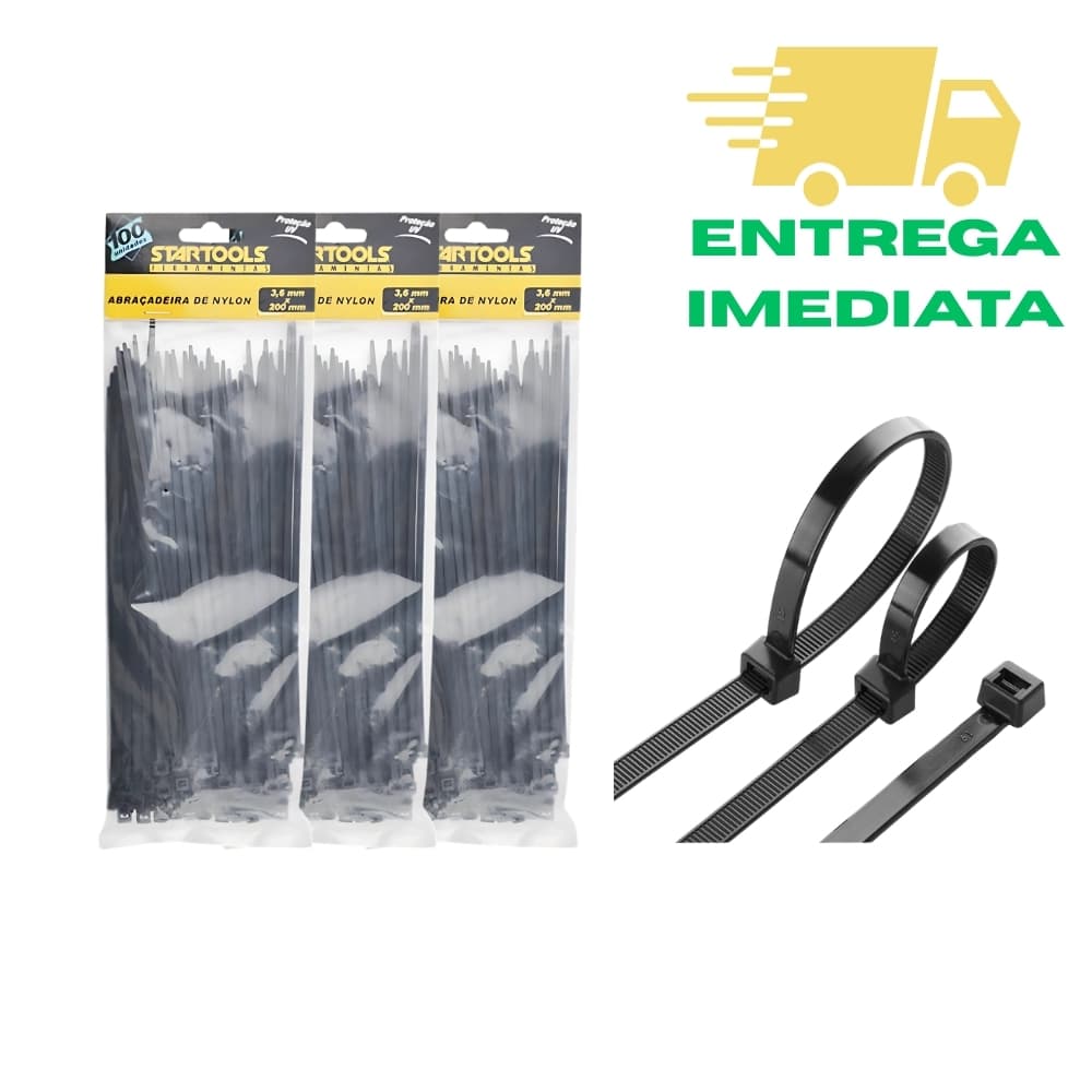KIT 300/ 200/ 100 Abraçadeiras de Nylon Enforca Gato 20cm x 3,6mm