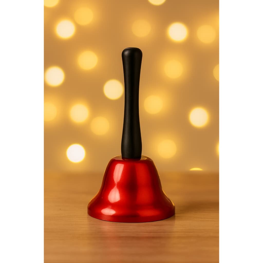 Sino Sineta Do Papai Noel De Metal E Madeira 13 Cm