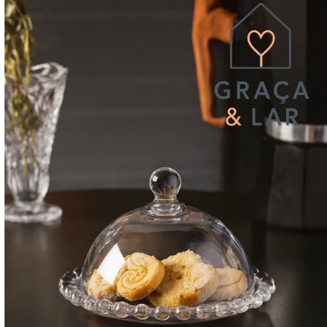 Mini Prato para Doce com Tampa Pearl 14cm x 10cm Cristal Ecológico - Wolff