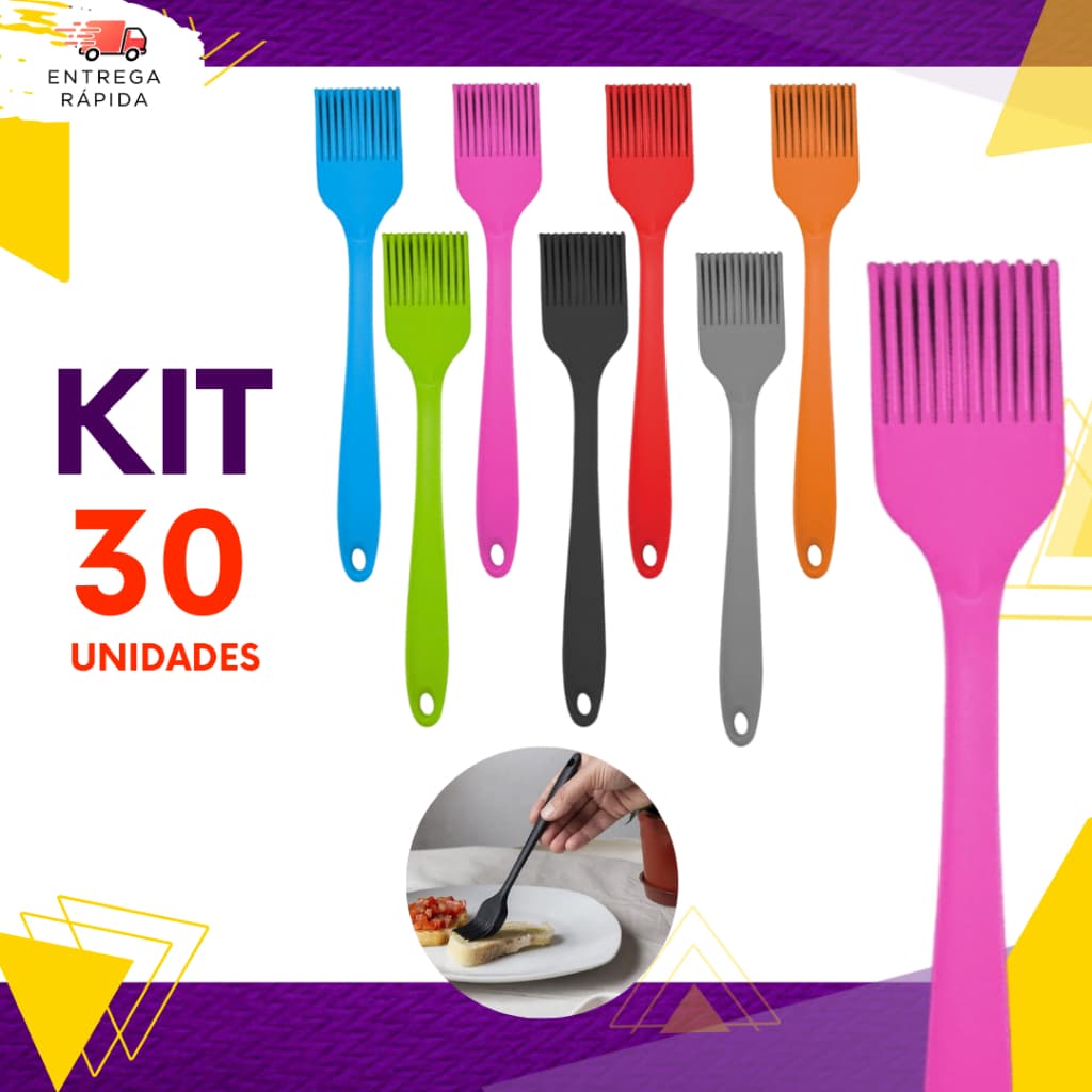 Kit 30 ou 15 un - Pincel De Silicone Grande Ideal P/ Churrasco E Confeitaria