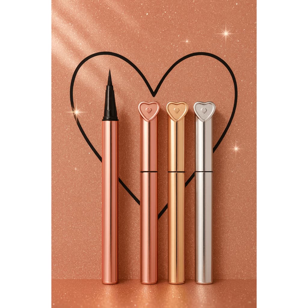 ✨ Delineador Líquido Miss Demi ❤ Ponta Fina Precisa ❤ Longa Duração ❤ Cores Rosa, Dourado e Prata ✨