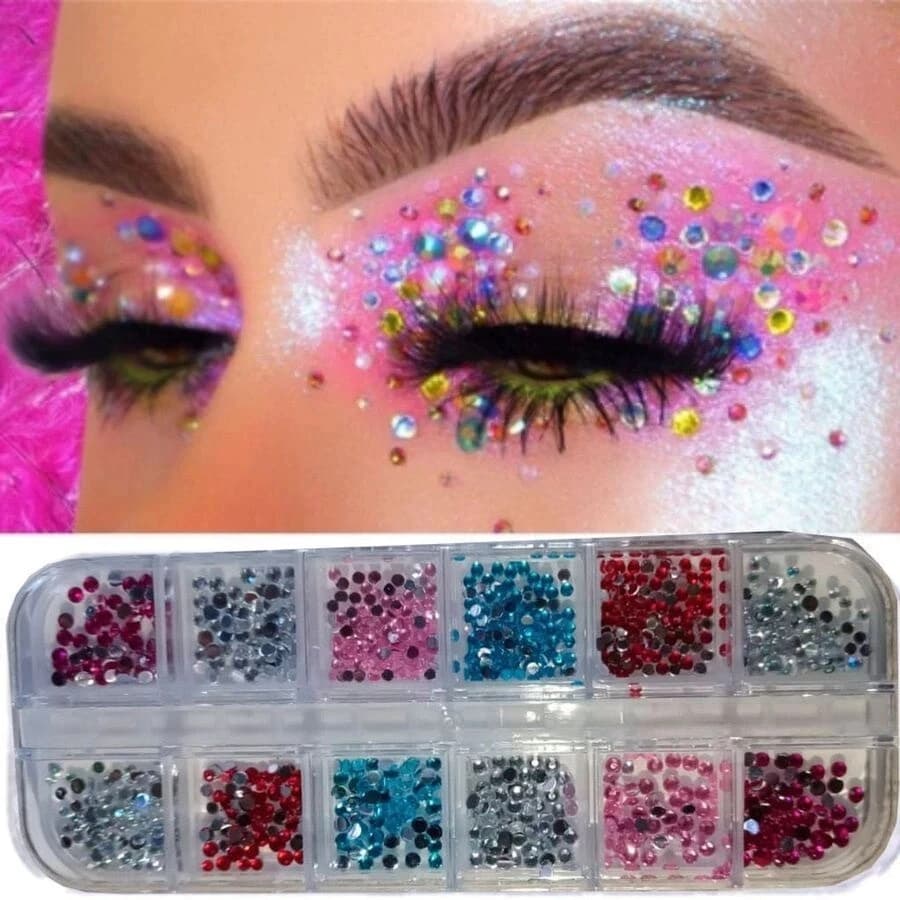 Strass Colorido Unhas Decoração e Nail Art,  Strass com 12 divisões de tamanhos iguais