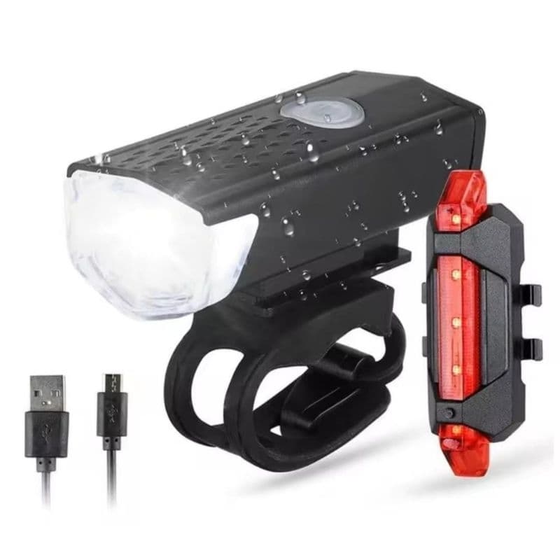Kit Lanterna dianteira Farol + sinalizador traseiro para bicicleta/bike recarregável Led