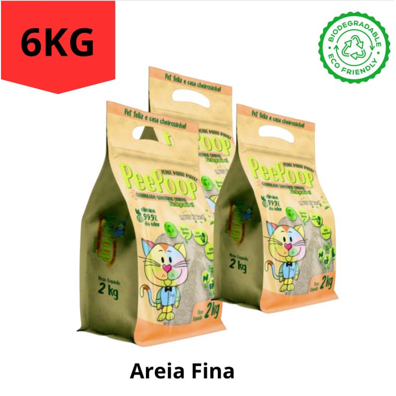 3 PC AREIA SANITÁRIA DE MANDIOCA FINA  GATOS Pacotes de 2kg  100% NATURAL, FEITO DE MANDIOCA. FORMA TORRÕES FIRMES