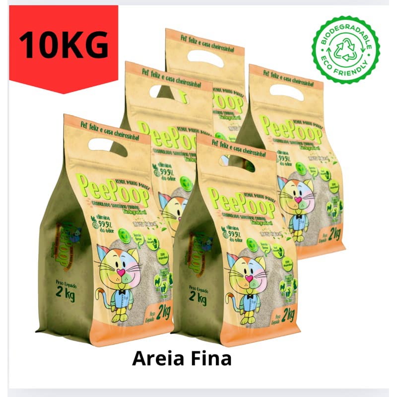 5 PC AREIA SANITÁRIA DE MANDIOCA FINA  GATOS Pacotes de 2kg  100% NATURAL, FEITO DE MANDIOCA. FORMA TORRÕES FIRMES