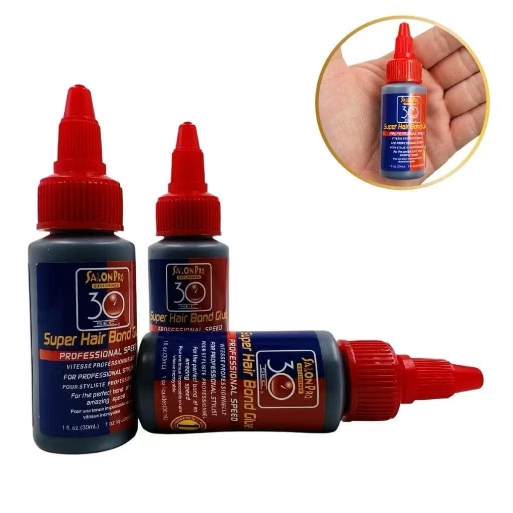 Kit de 3 peças Salon Pro Super Glue 30ml - Fixação rápida para extensões de cabelo extragrandes em 30 segundos