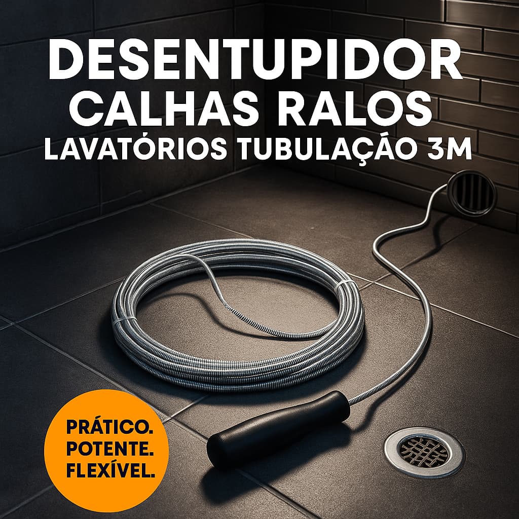Desentupidor De Pia Calhas Ralos Lavatórios Tubulações Molha Flexivel 3 Metros