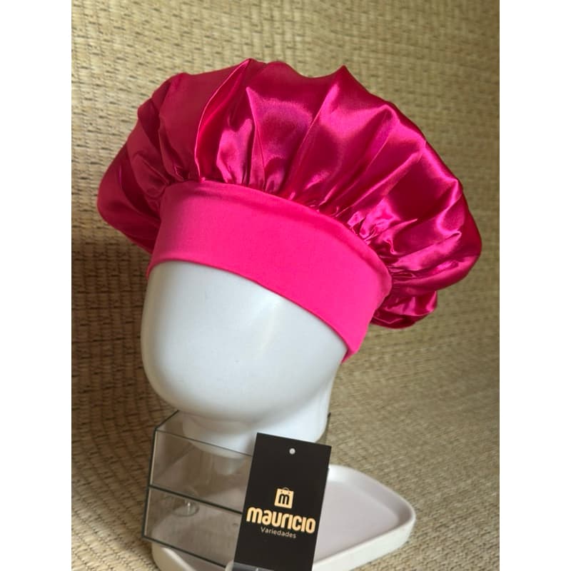 Touca de cetim faixa rosa