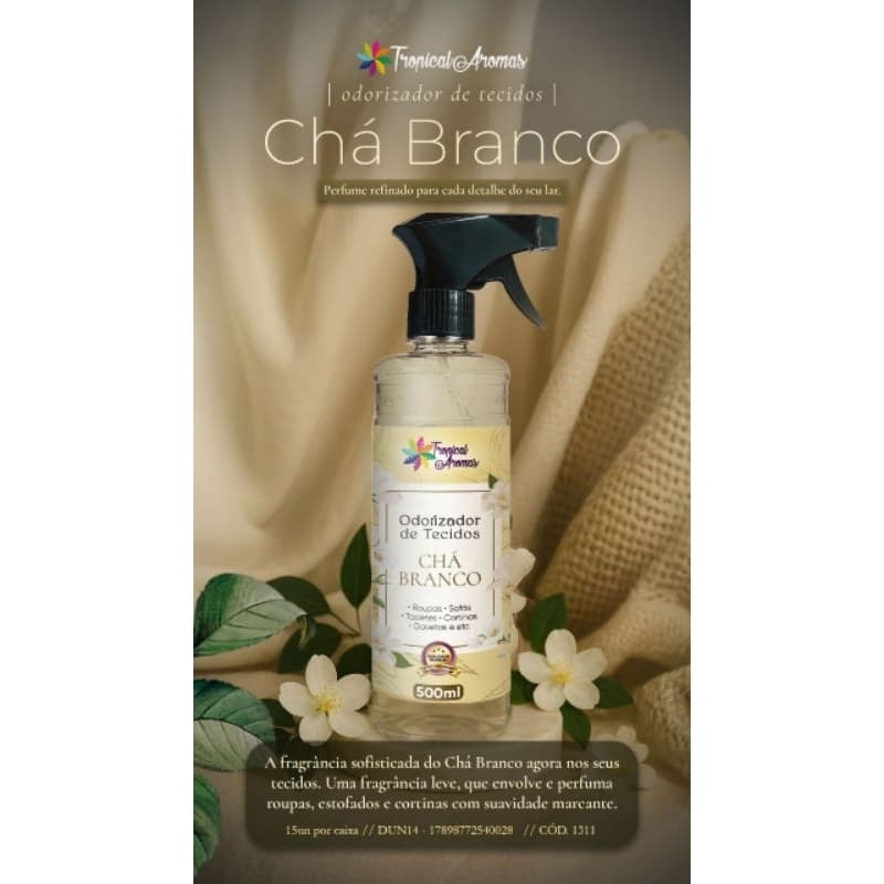 Perfume para Roupas chá branco  Tropical Aromas 500 ML