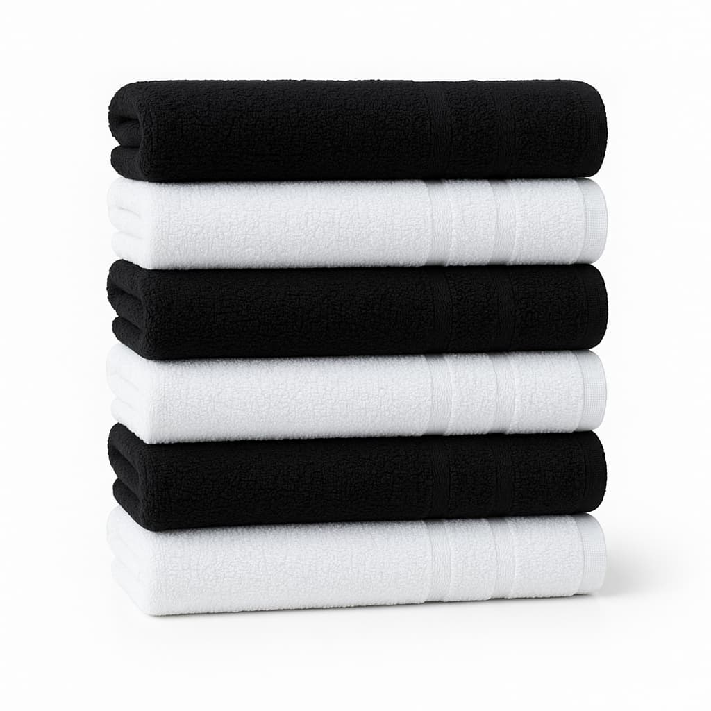Kit 6 Toalhas de Rosto Profissionais 70x40 Branca ou Preta Duráveis Extra Macias