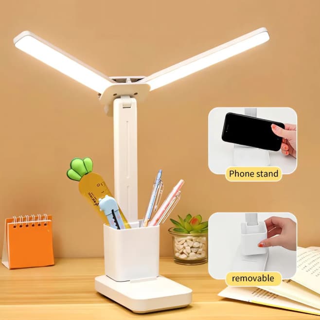 Luminária De Mesa Abajur Led Leitura Estudo 3 Tons De Luz Recarregável