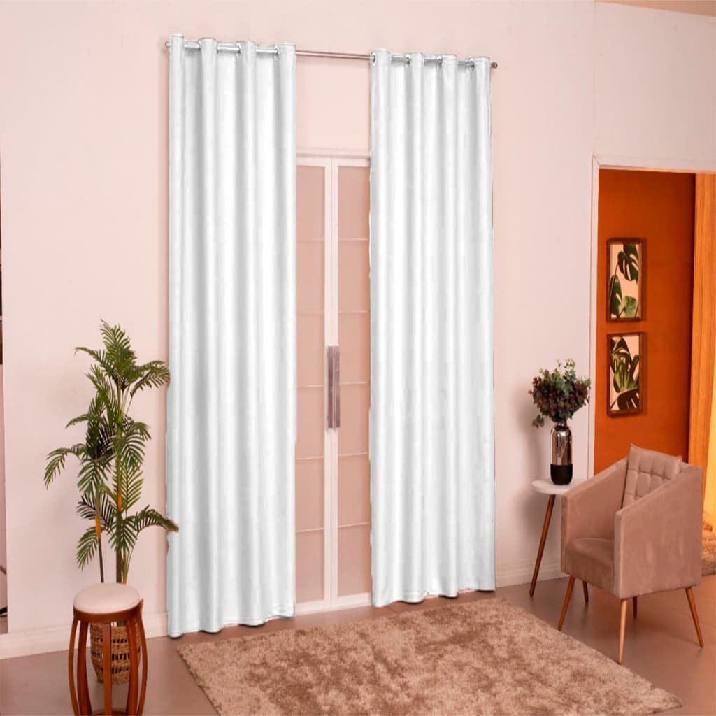 Kit quarto e sala Cortina Antonella 2,00 x 2,35 Branco + varão de brinde