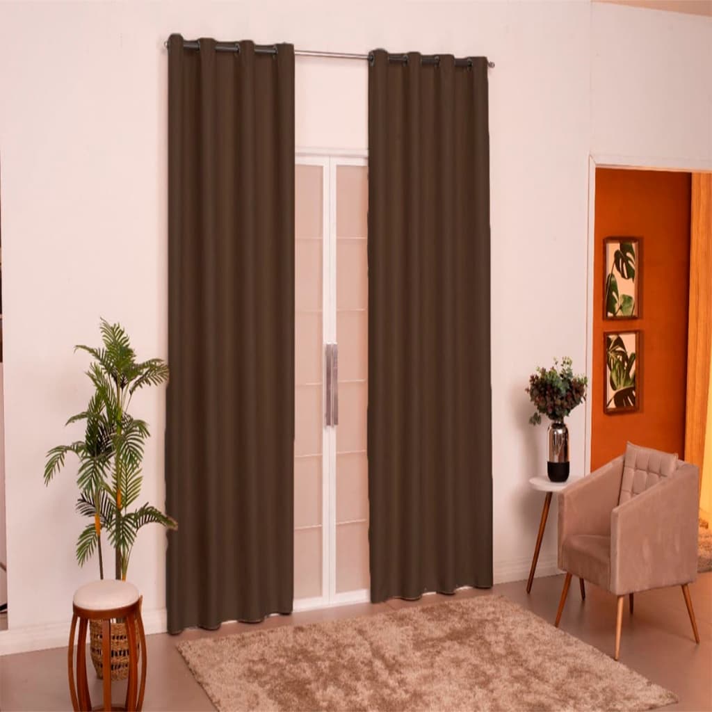 Kit quarto e sala Cortina Antonella 2,00 x 1,80 Tabaco + varão de brinde