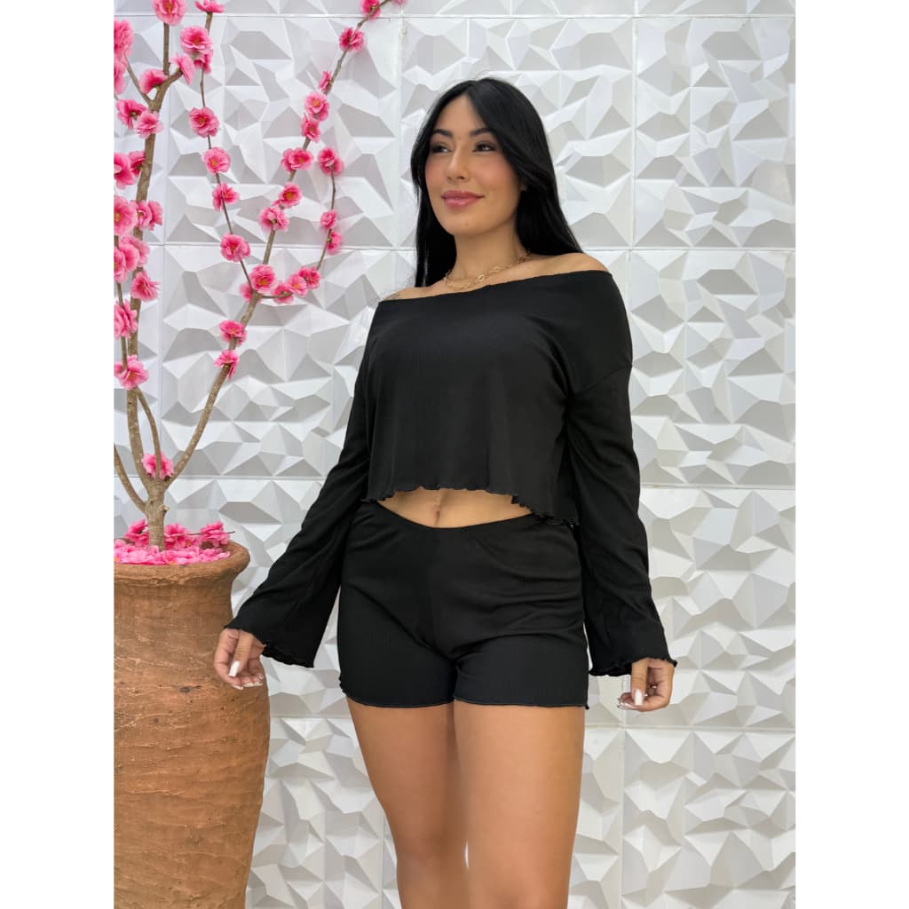 Pijama Feminino Premium Baby Doll Canelado Curto Babadito Inverno Verão Babadinho