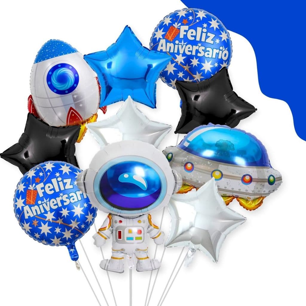 Kit 10 Balão Astronauta GRANDE Nave Festa Metalizado Centro de Mesa Estrela Espaço Galáxia - LAJ