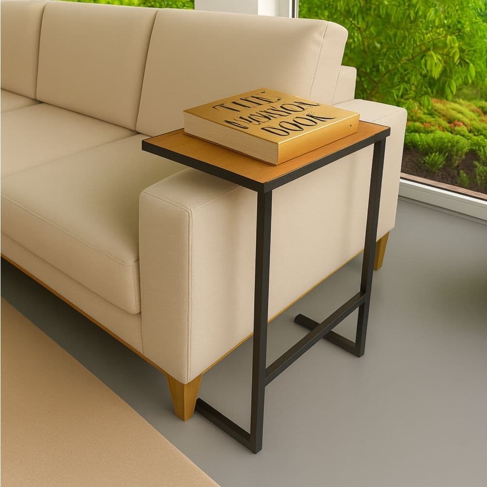 Mesinha de Apoio Para Braço de Sofa De Canto Pés de Ferro Industrial