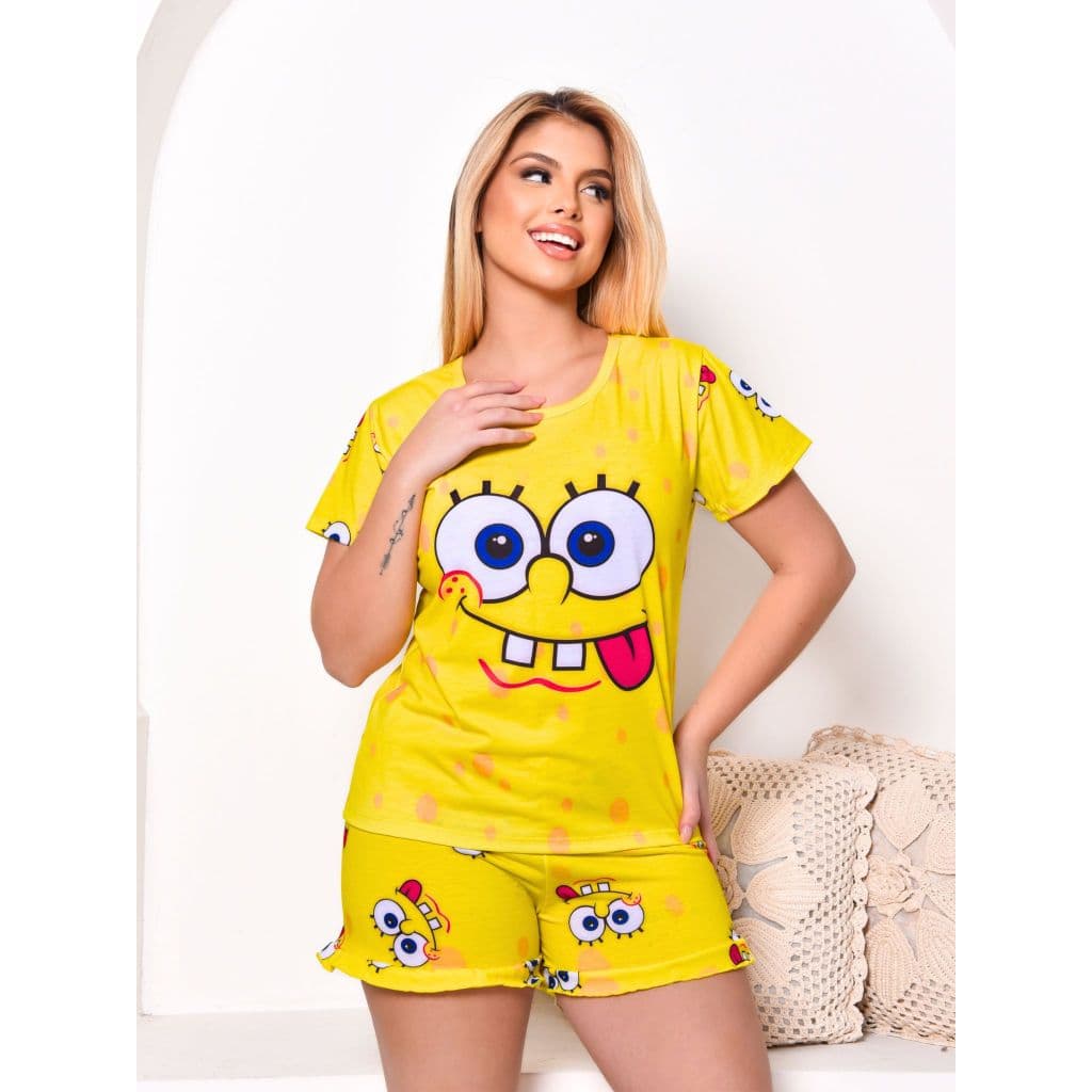 Conjunto Pijama Feminino Verão  Blusa Short Babado