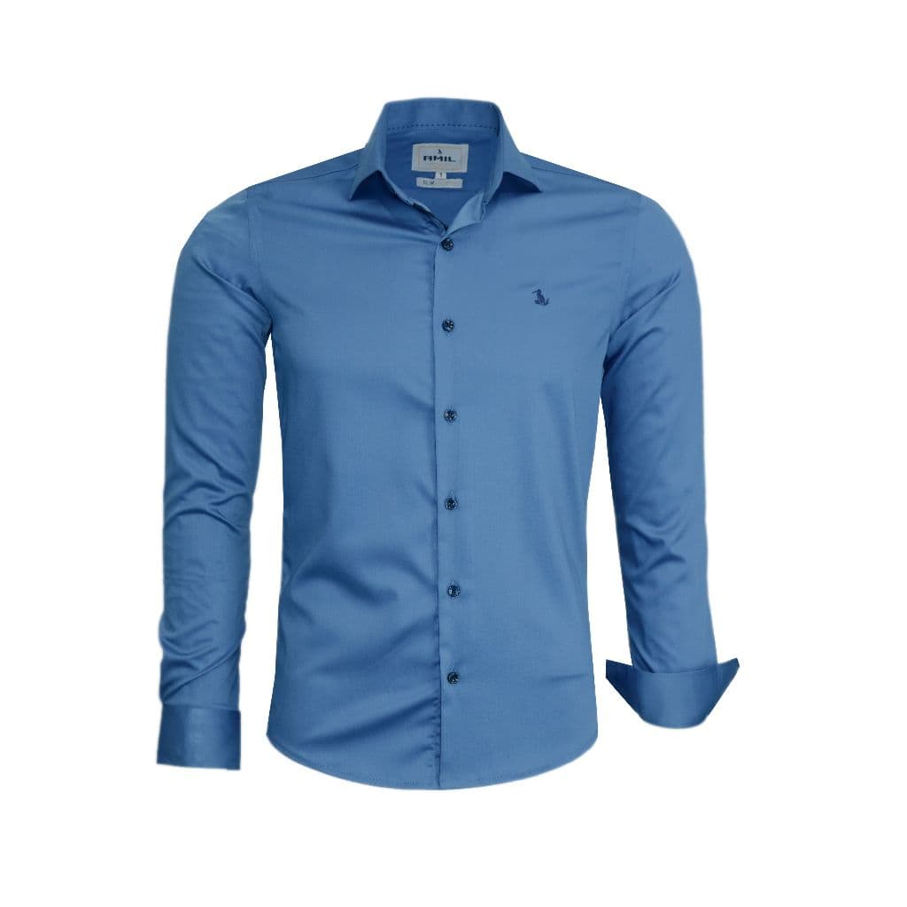 Camisa Social Amil Slim Manga Longa Acetinado Viscose De Bambu 1903