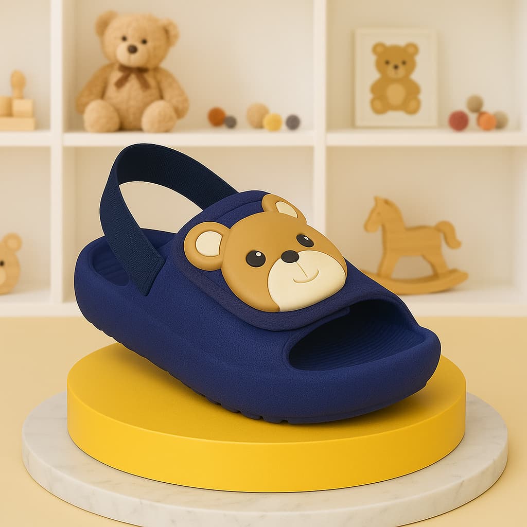 Sandália papete infantil masculina menino carrapicho elástico ajustável ursinho macia lançamento