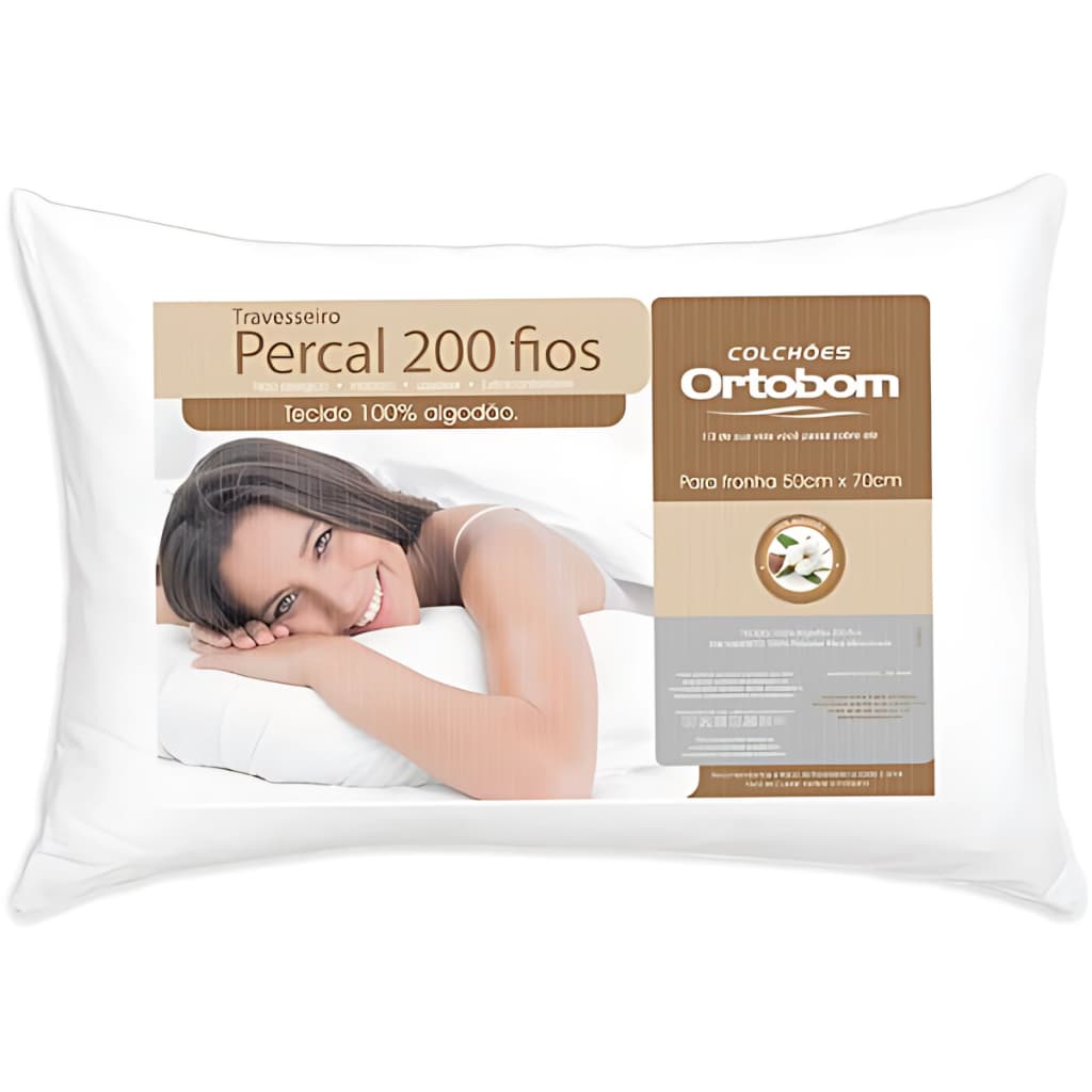 Travesseiros Ortobom 200 Fios Original Toque Macio Antiácaro Antialérgico