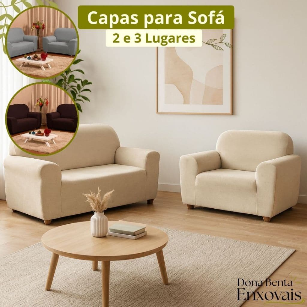 Kit Capa De Sofá 2 E 3 Lugares Lisa Coladinha Daya Elástica Ajustável