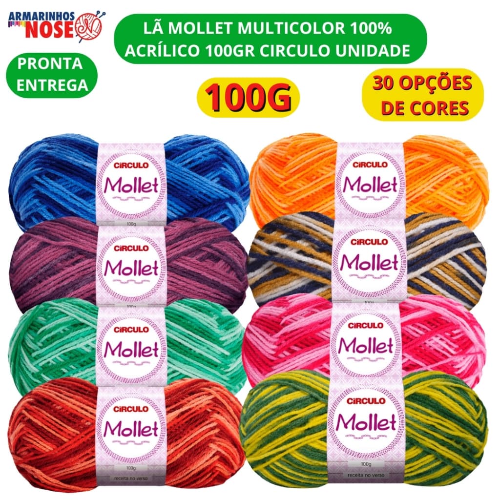 Lã Mollet Multicolor 100%acrílico 100gr Circulo Unidade