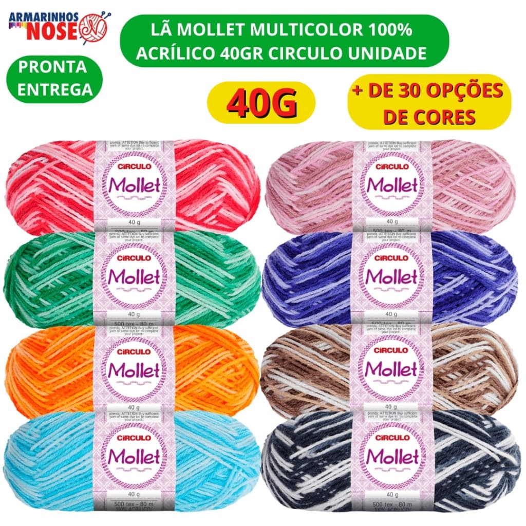 Lã Mollet Multicolor 100%acrílico 40gr Circulo Unidade