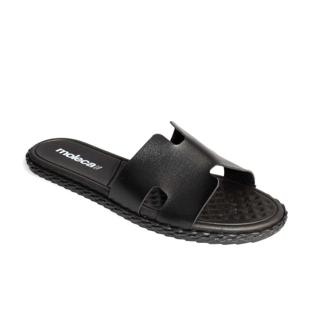 Rasteira Moleca Sandália Rasteirinha Feminino Casual 5452 Preto Trançado