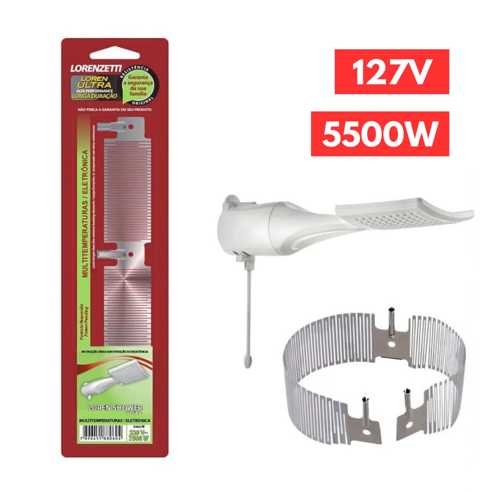 Resistência Chuveiro Ducha Loren Shower Lorenzetti Ultra 127v 5500w Banho Banheiro Alta Performance Turbo Ducha