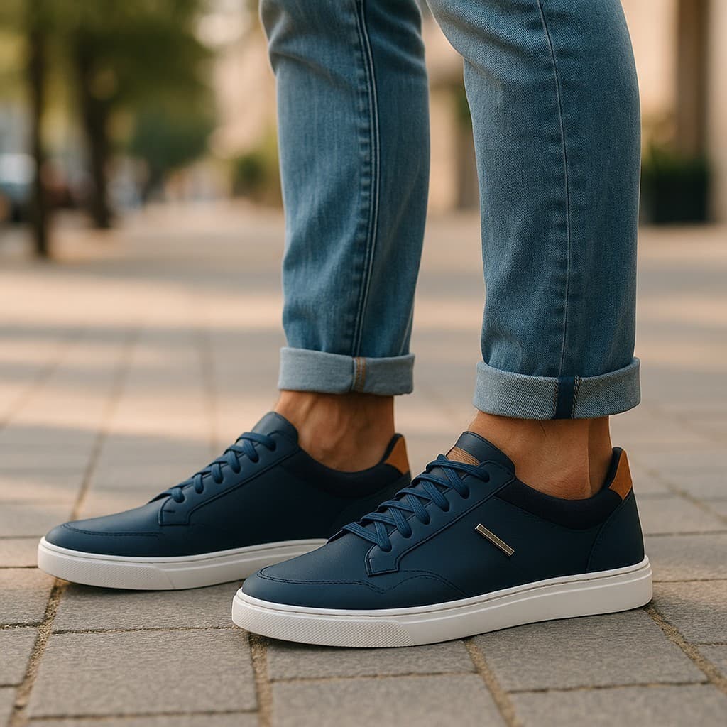 Tênis Masculino Casual Dia a Dia C/ Detalhe em Camurça