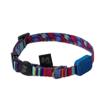 Coleira para Gatos Zooghy Azul Raios e Listras 18-30cmx1cm – Fecho de Segurança