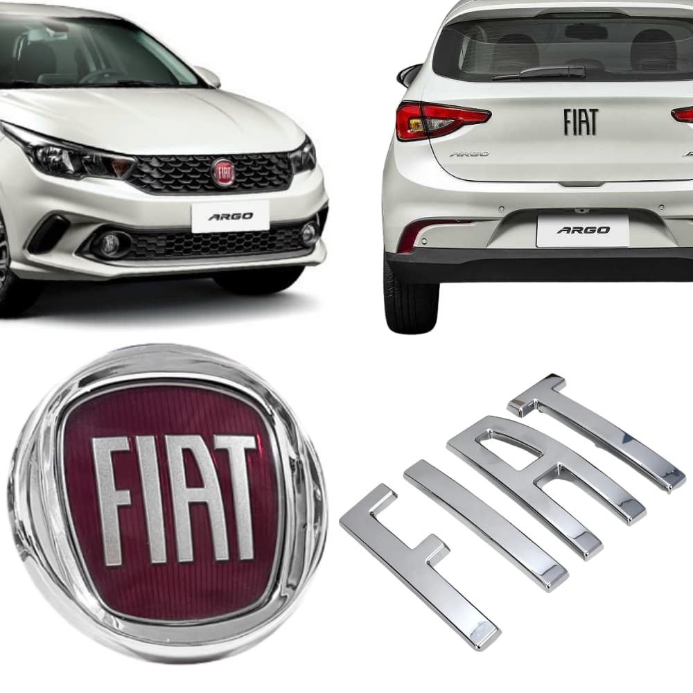 Emblema Dianteiro e Traseiro Grade e Porta Malas Fiat Argo 2017 2018 2019 2020 2021