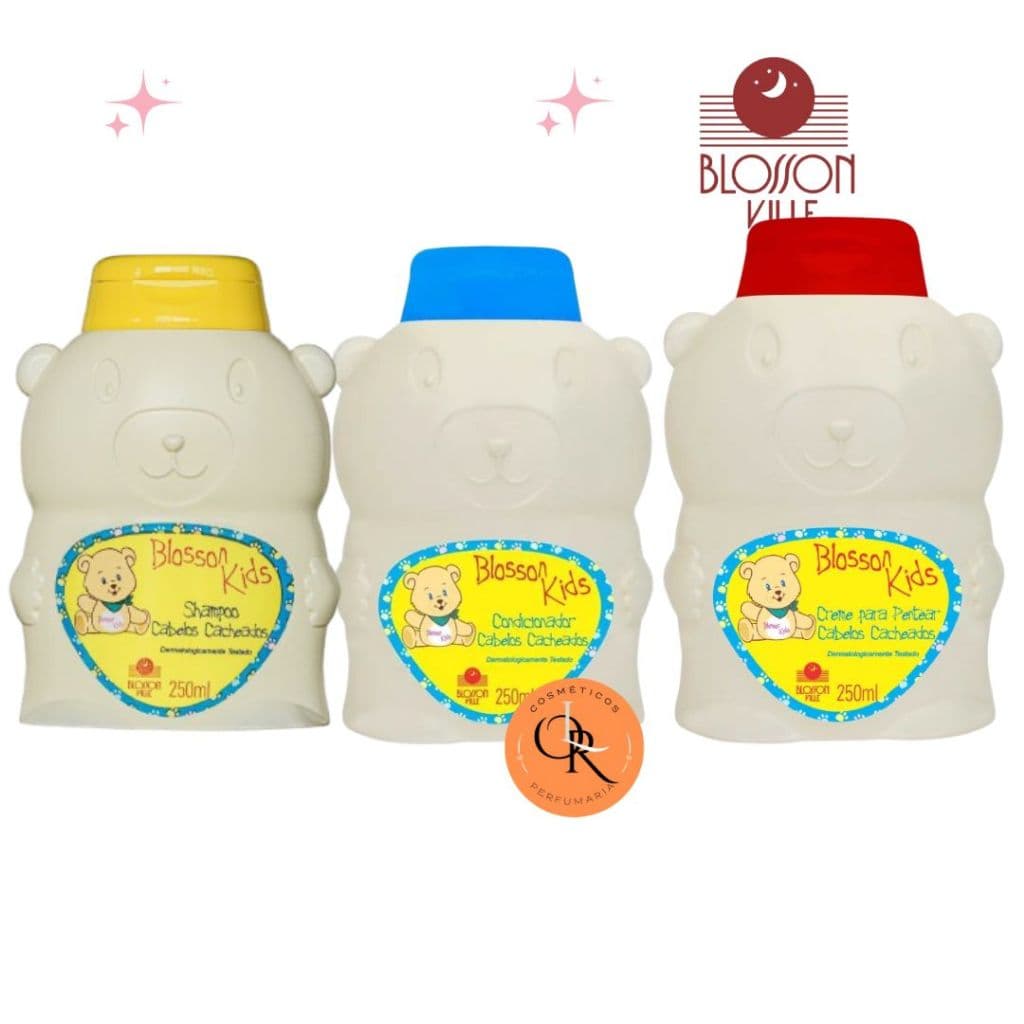 Shampoo + condicionador + Creme para pentear Cabelos Cacheados 250ml (cada) Blosson Ville