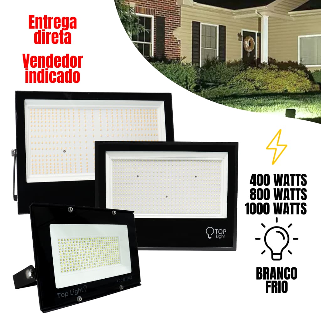 Refletor Projetor 400w 800w 1000w Led Branco Frio Bivolt 6500K Holofote Slim Luminária Led Externa