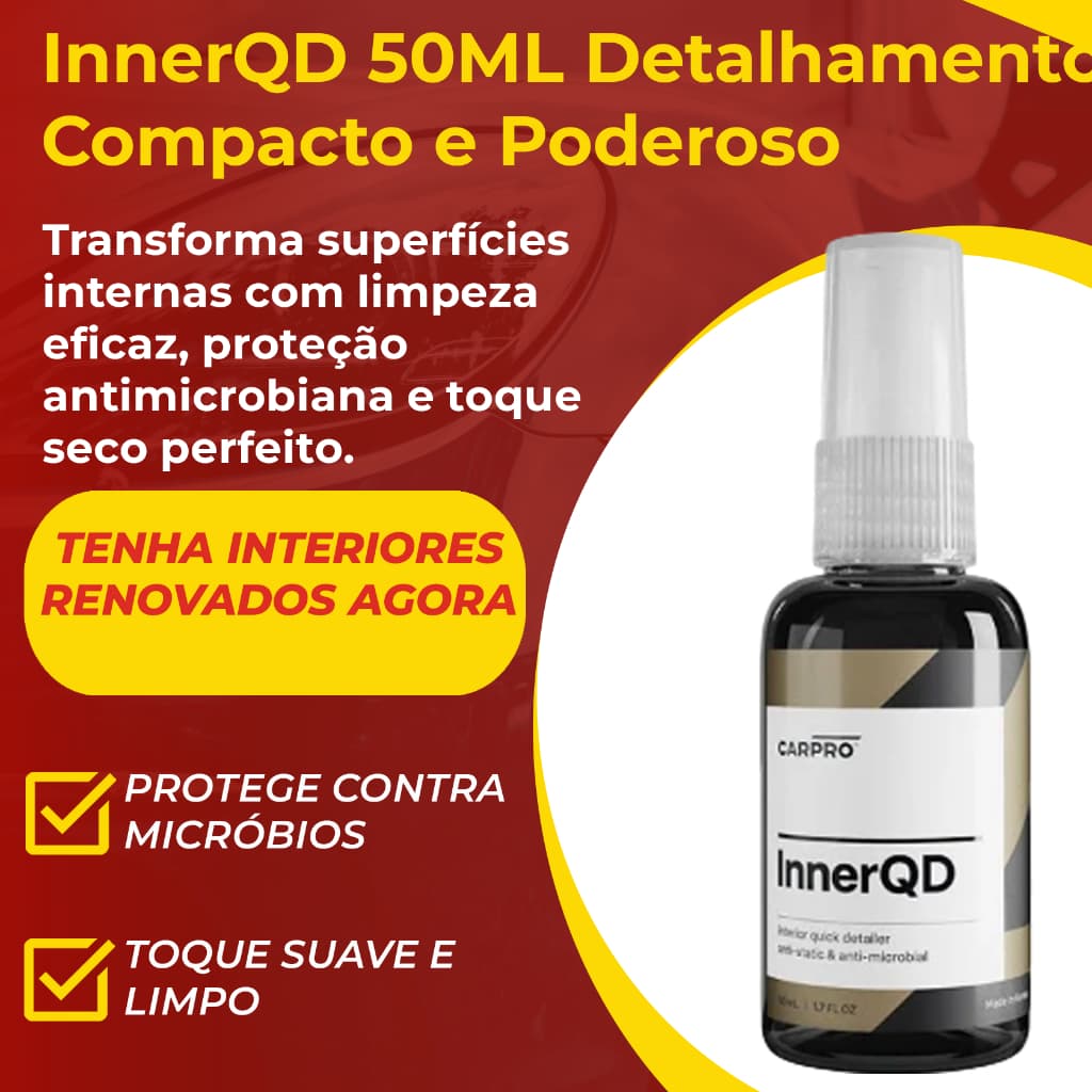 CARPRO InnerQD 50ml Limpa Interior |Quick Detailer | Antiestático | Antimicrobiano | Seguro p/ telas