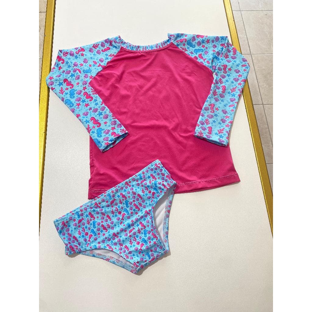 Camisa UV50+ Infantil com Biquíni Calcinha | Personalizado DTF Alta Qualidade | Moda Praia Piscina