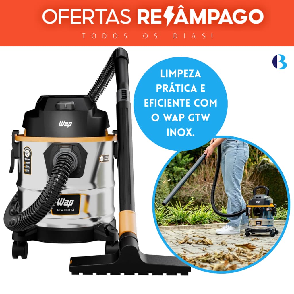 Aspirador Wap GTW 12I 127V – Pó e Líquidos, Inox Resistente e Acessórios Inclusos!