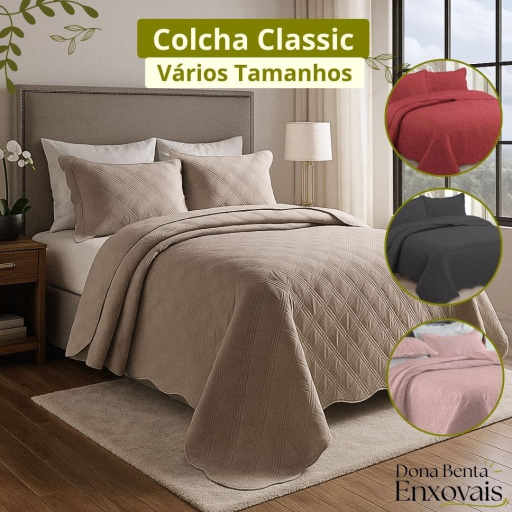 Colcha Classic Bout Solteiro Casal Queen King Várias Cores