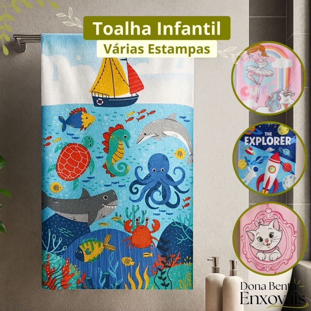 Toalha De Banho Infantil Felpuda Estampada Dohler 70m x 1,15m