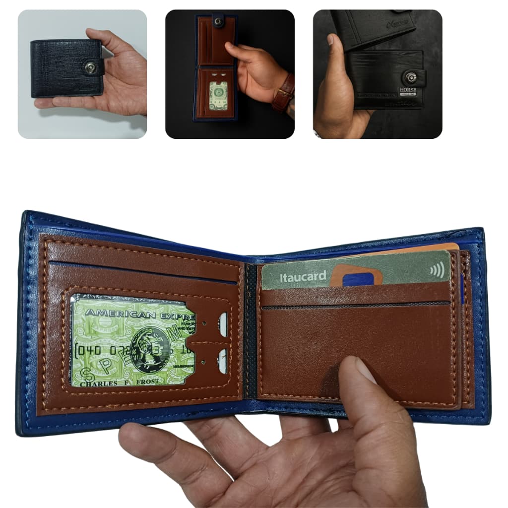 CARTEIRA MASCULINO COM FECHO COURO COM PORTA MOEDAS