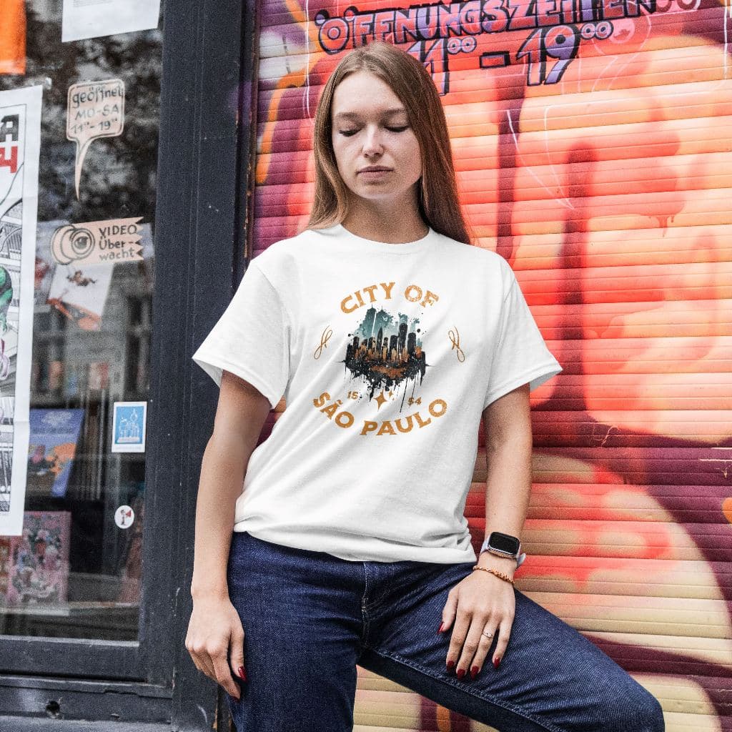 Camiseta Feminina City of São Paulo 100% Algodão Estampada – Moda Urbana Streetwear - Maria Corina