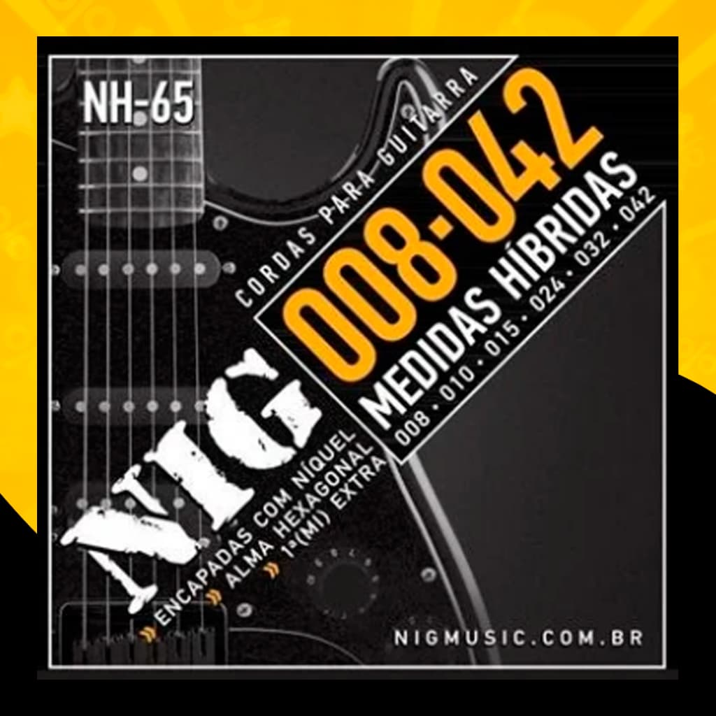 Jogo Cordas Nig 08 Híbrido Guitarra Encordoamento Nh65 Original Instrumento Corda