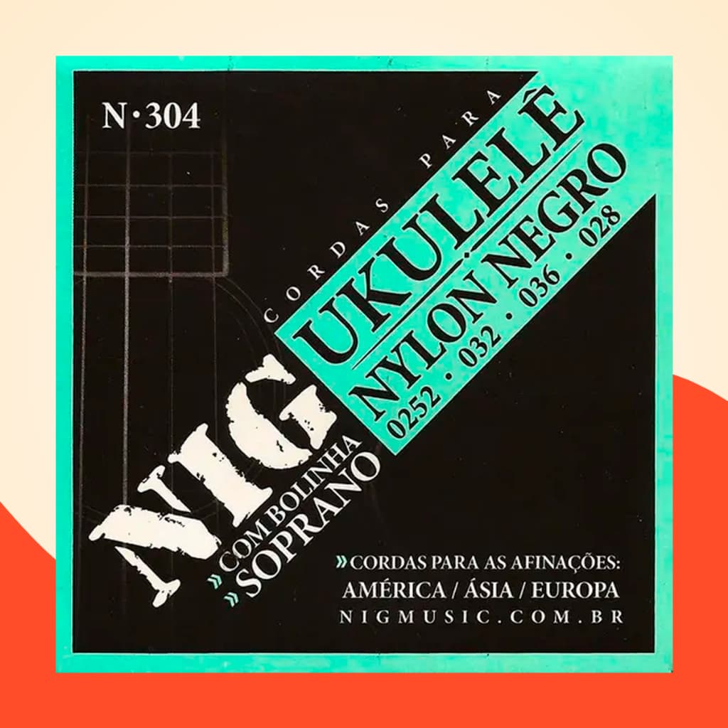 Encordoamento Nig N304 Ukulele Soprano Nylon Preto + Palheta