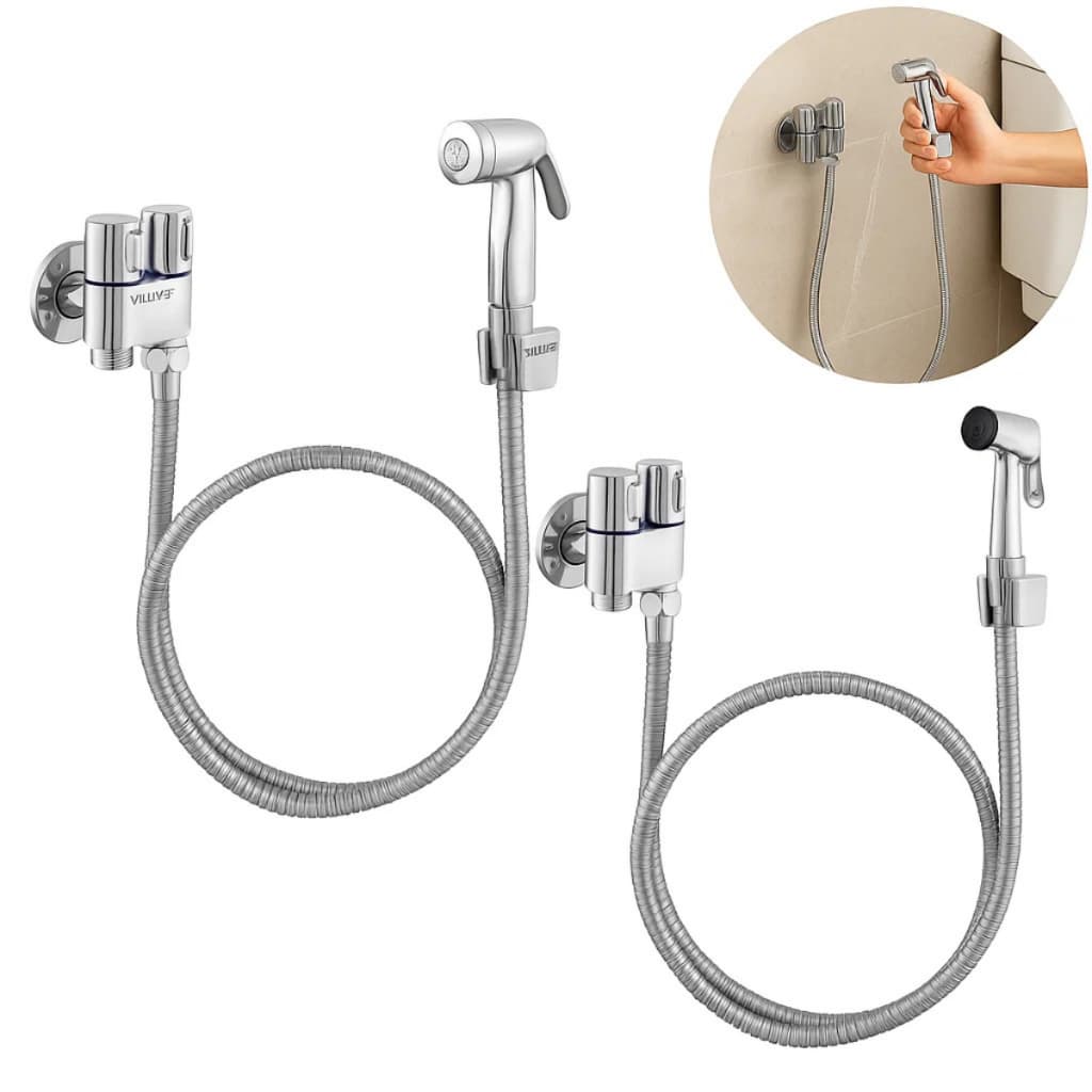 Ducha Higiênica Registro 2 Saídas Completa Gatilho Metal ou ABS Cromado