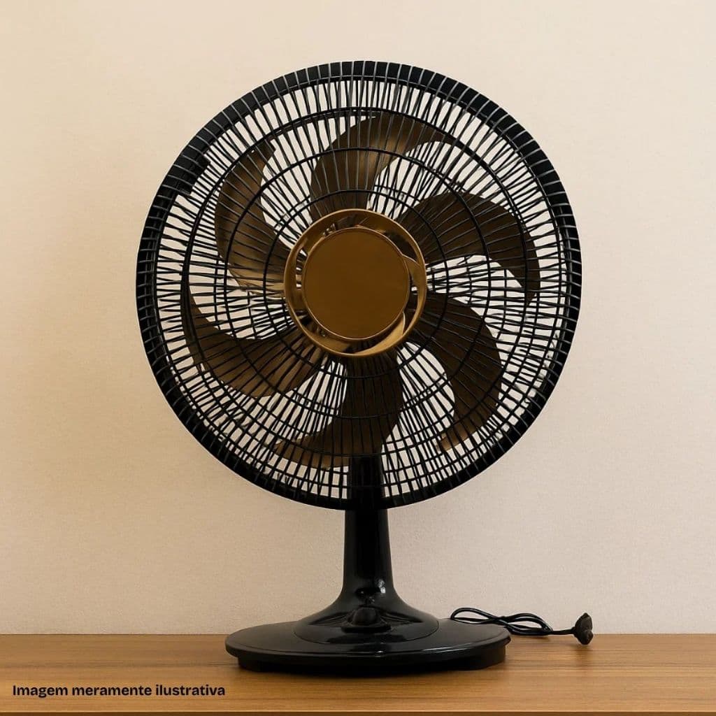 Ventilador De Mesa Preto Bronze 6 Pás 3 Velocidades Silencioso Potente Ventilação