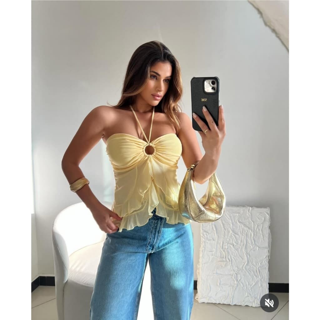 Blusa Batinha Com Bojo Em Tule Importado toda forrada