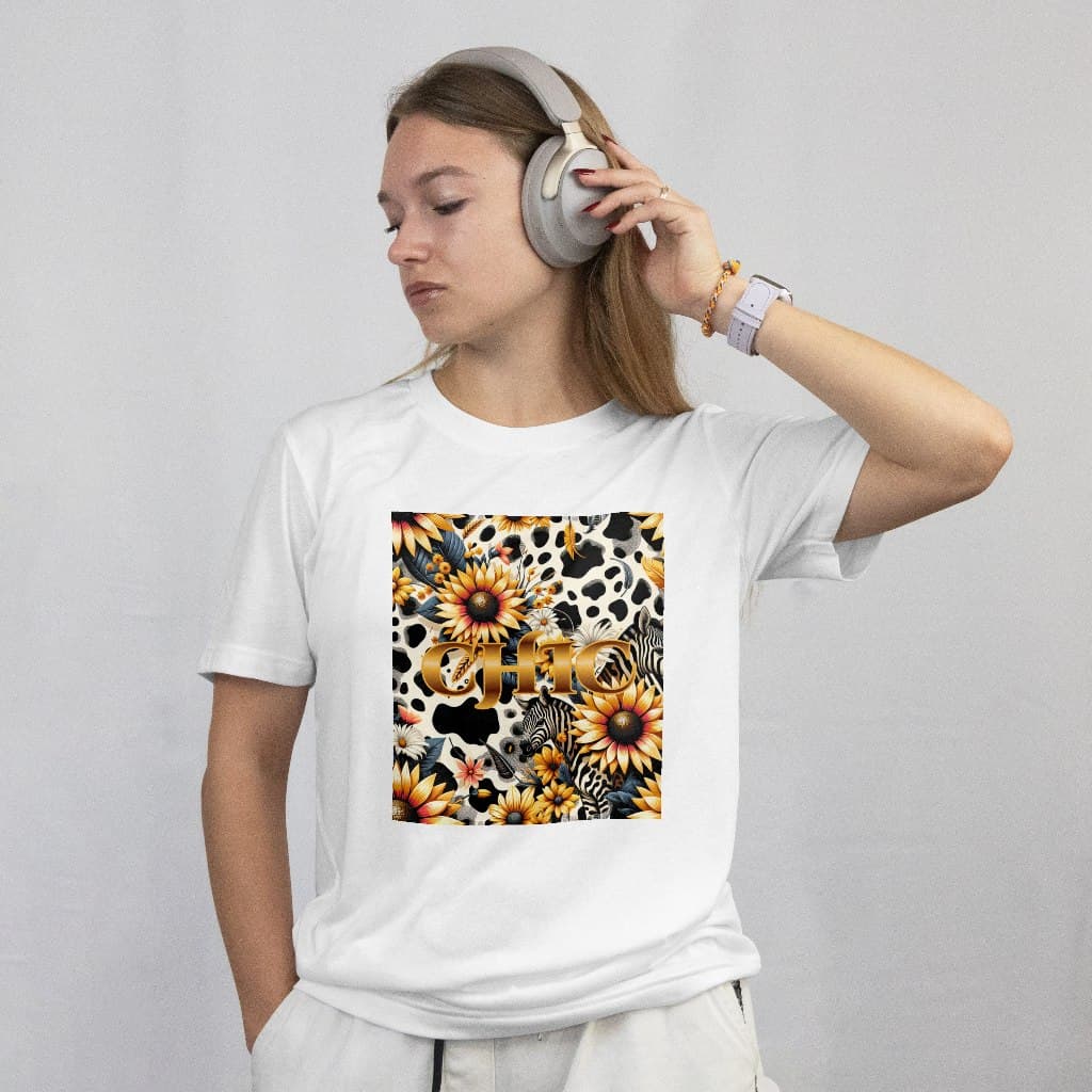 Camiseta Feminina Chic Floral Animal Print 100% Algodão – Estampa Exclusiva Fashion - Maria Corina
